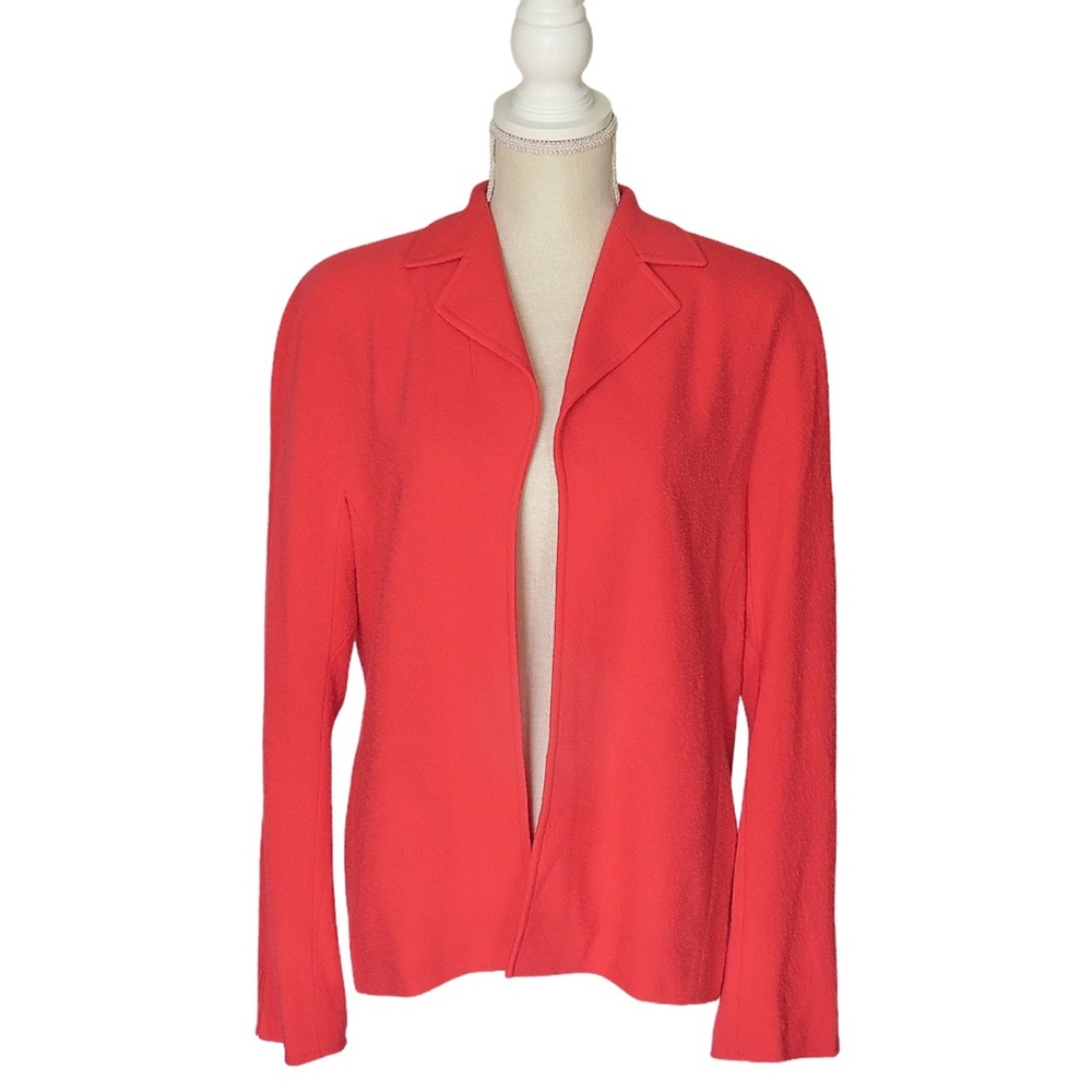 Vintage Escada Textured Open Front Coral Blazer Size 36